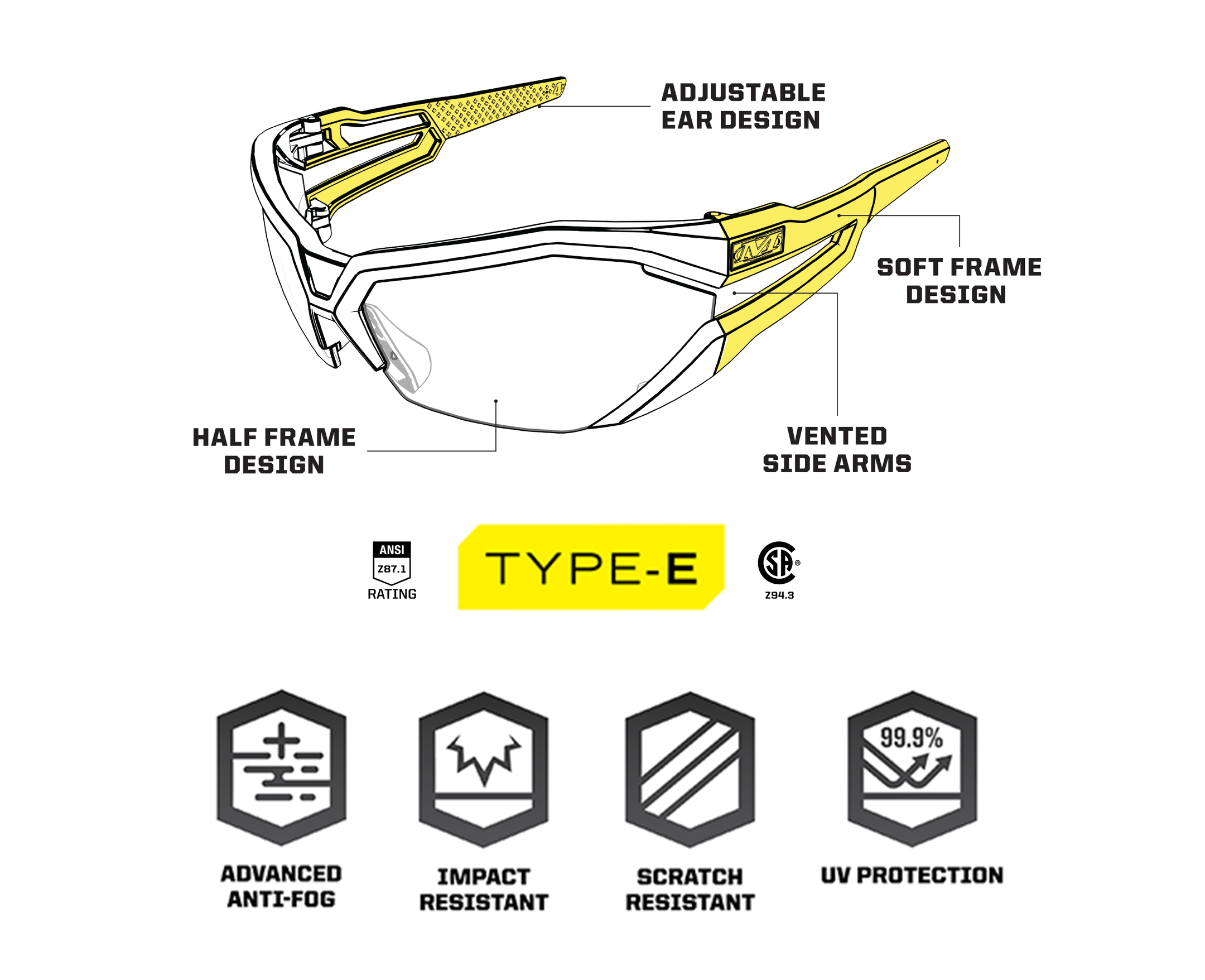 Type-X Safety Glasses